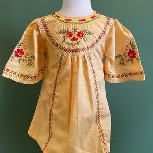 Embroidered Yellow Dress with Floral Design TODDLER 18 MONTHS